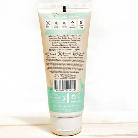 Suntribe Mineral Sunscreen Водостійкий мінеральний сонцезахисний крем для обличчя та тіла SPF30 100 мл: ціни та характеристики