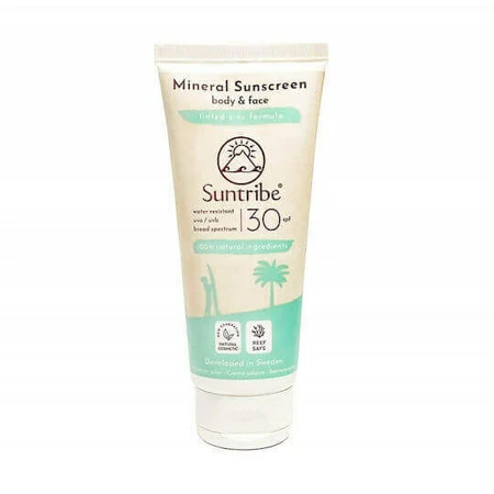 Suntribe Mineral Sunscreen Водостійкий мінеральний сонцезахисний крем для обличчя та тіла SPF30 100 мл: ціни та характеристики