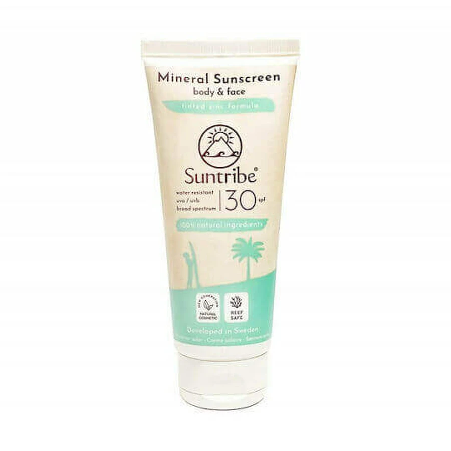 Suntribe Mineral Sunscreen Водостійкий мінеральний сонцезахисний крем для обличчя та тіла SPF30 100 мл: ціни та характеристики