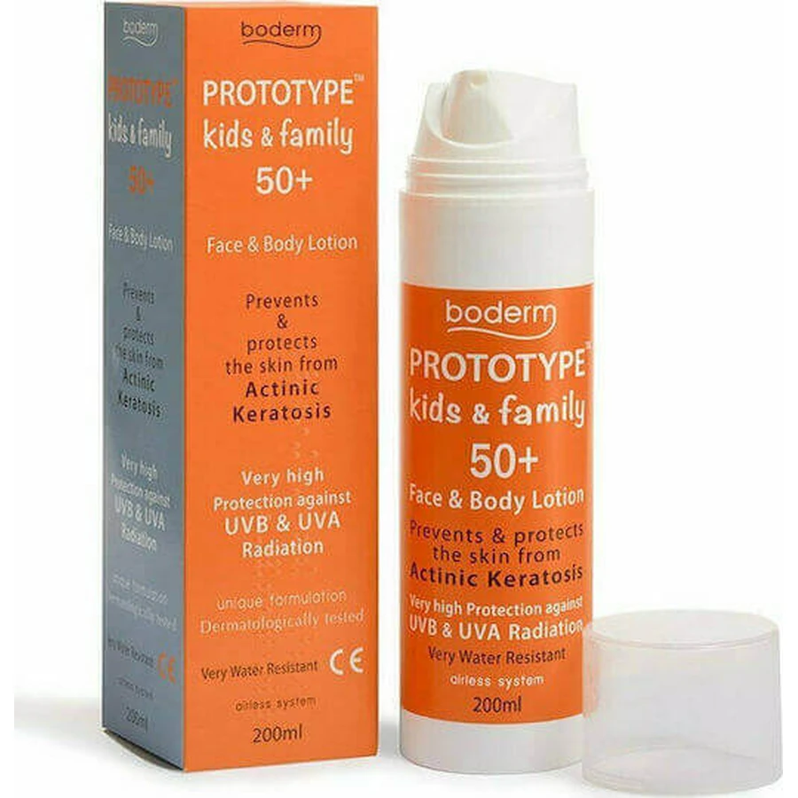 Сонцезахисний крем-емульсія для дітей Boderm Prototype Kids & Family Waterproof SPF50 200 мл: ціни та характеристики