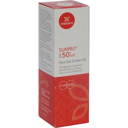 Therapis Sunpro Gel Сонцезахисна олія для обличчя водостійкий гель для обличчя SPF50 50 мл: ціни та характеристики