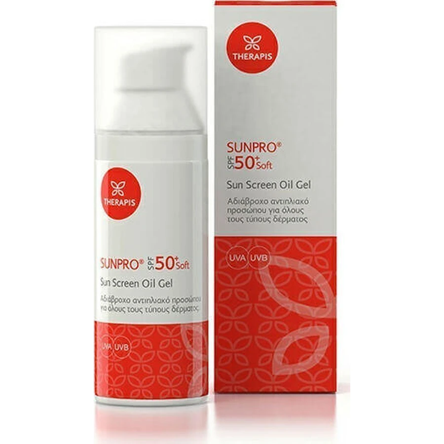 Therapis Sunpro Gel Сонцезахисна олія для обличчя водостійкий гель для обличчя SPF50 50 мл: ціни та характеристики