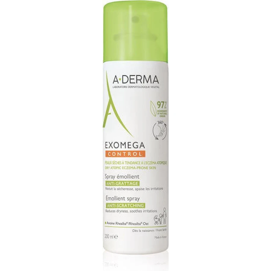 A-Derma Exomega Exomega Control Emollient Spray Зволожуючий регенеруючий лосьйон для атопічної шкіри 200 мл: ціни та характеристики