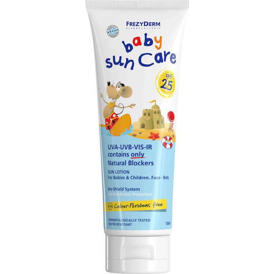 Водостійкий сонцезахисний крем-емульсія Frezyderm Baby Sun Care для обличчя та тіла SPF25, 100 мл: ціни та характеристики