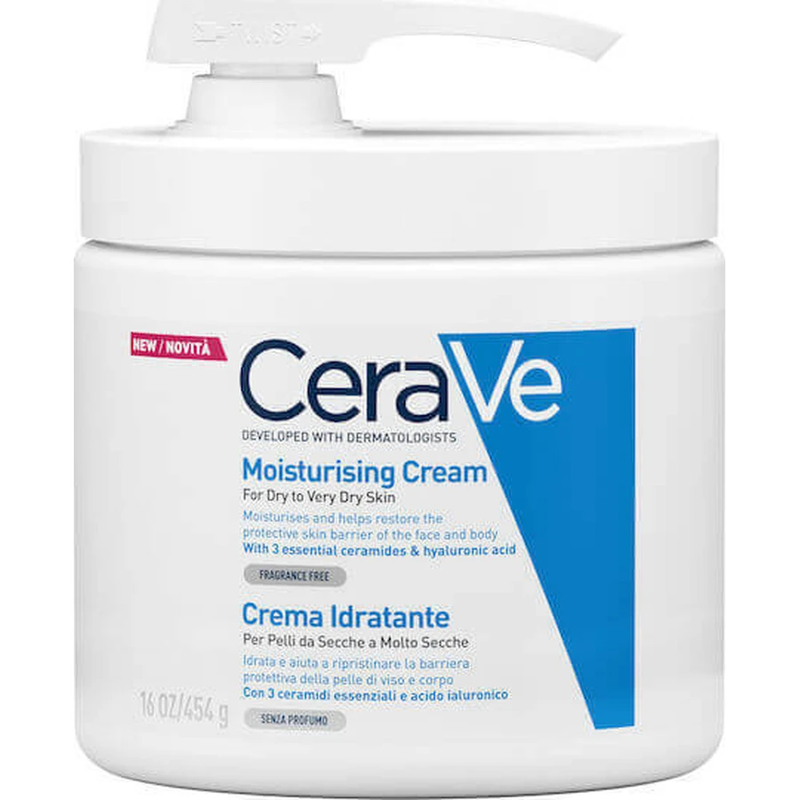 CeraVe Moisturising Pump Зволожуючий крем для тіла з гіалуроновою кислотою для сухої/дуже сухої та чутливої шкіри 454гр: ціни та характеристики