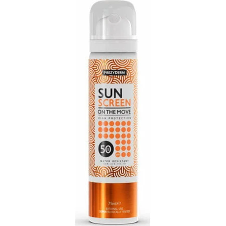 Frezyderm Sun Screen on the Move Водостійкий сонцезахисний лосьйон для обличчя SPF50 Спрей 75 мл: ціни та характеристики