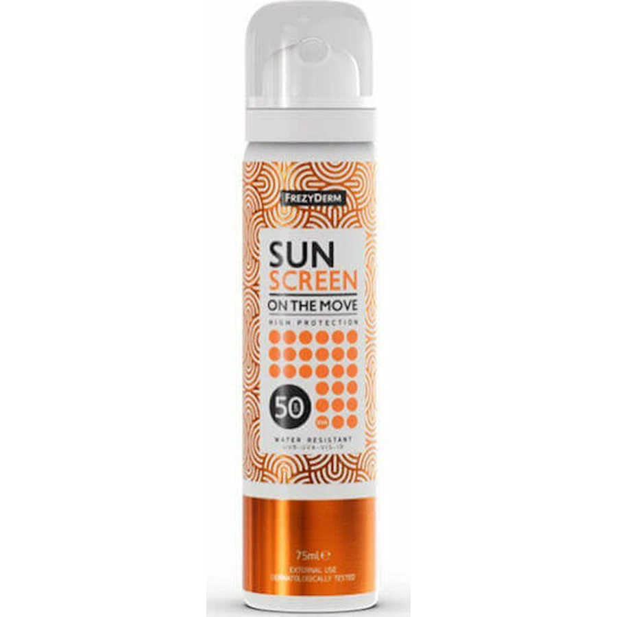 Frezyderm Sun Screen on the Move Водостійкий сонцезахисний лосьйон для обличчя SPF50 Спрей 75 мл: ціни та характеристики