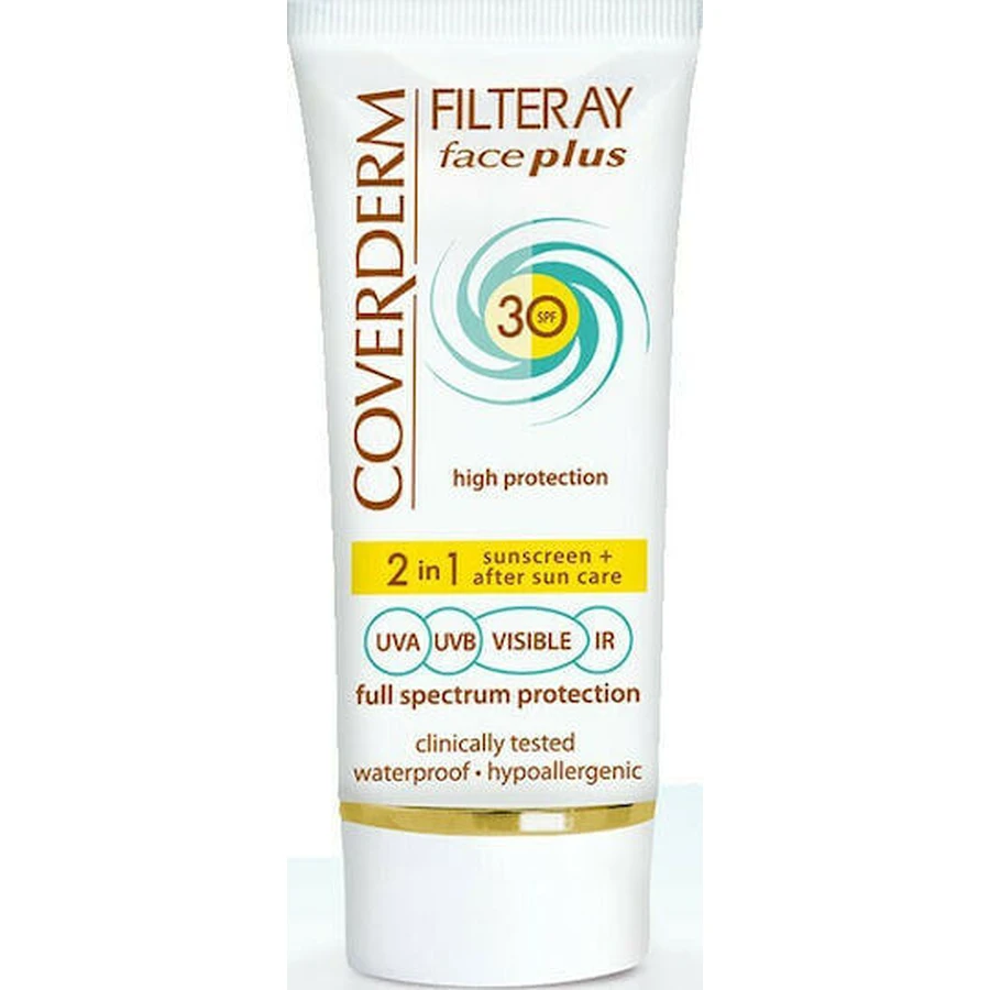 Coverderm Filteray Plus 2 в 1 тонирующее средство для нормального лица светло-коричневого цвета водостойкое SPF30 с пигментом 50 мл: цены и характеристики