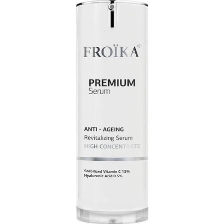 Зволожуюча та омолоджуюча сироватка для обличчя Froika Premium з вітаміном С та пептидами для детоксикації та освітлення 30 мл: ціни та характеристики