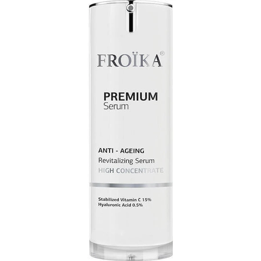 Зволожуюча та омолоджуюча сироватка для обличчя Froika Premium з вітаміном С та пептидами для детоксикації та освітлення 30 мл: ціни та характеристики