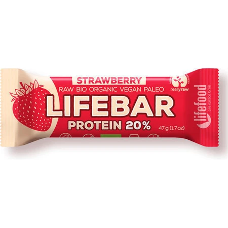 Батончик Lifefood Lifebar с 20% протеина и клубничным вкусом 47 гр.: цены и характеристики