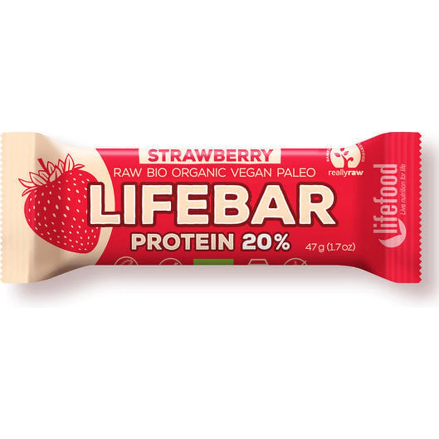 Батончик Lifefood Lifebar с 20% протеина и клубничным вкусом 47 гр.: цены и характеристики