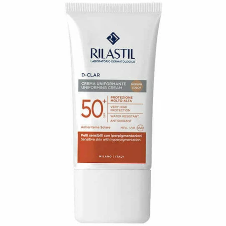 Rilastil D-Clar Однорідний сонцезахисний крем для обличчя SPF50 з середнім пігментом 40мл: ціни та характеристики