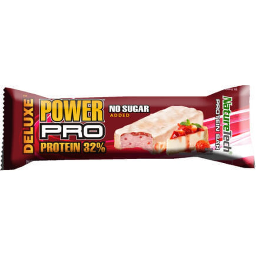 NatureTech Power Pro Deluxe 32% протеїну зі смаком полуничного чізкейку Батончик зі смаком полуничного чізкейку 80гр: ціни та характеристики
