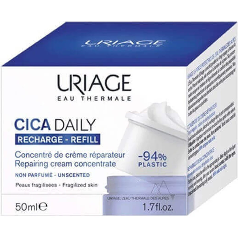 Відновлювальний крем для обличчя Uriage Cica Daily Refill з гіалуроновою кислотою та керамідами 50 мл: ціни та характеристики