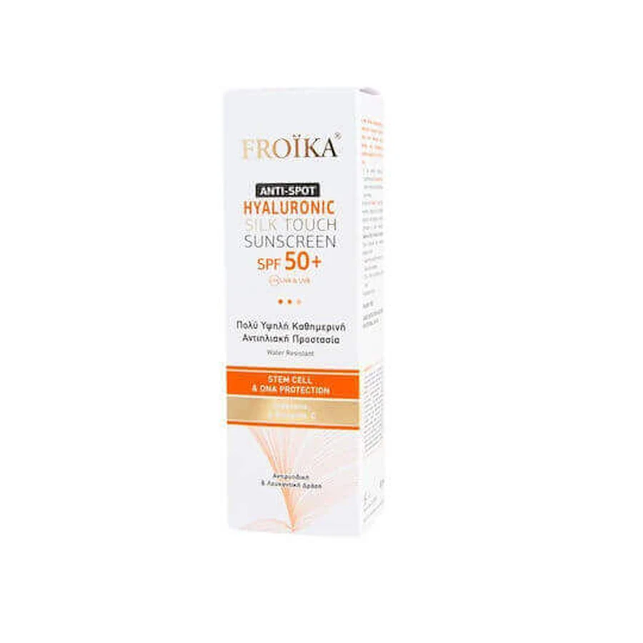 Froika Гіалуроновий сонцезахисний крем проти плям Froika Hyaluronic Silk Touch Sunscreen Крем для обличчя водостійкий SPF50 50 мл: ціни та характеристики
