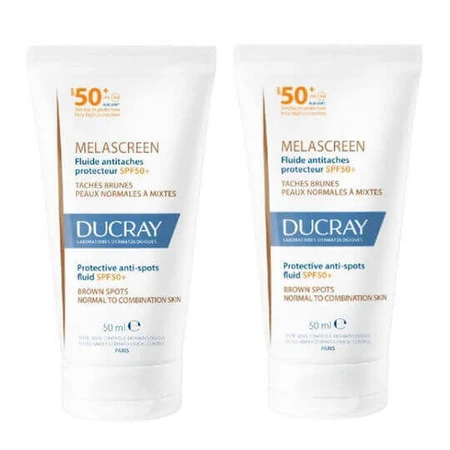 Ducray Melascreen Melascreen Водостойкий солнцезащитный крем для лица SPF50 для нормальной и комбинированной кожи 2х50 мл: цены и характеристики