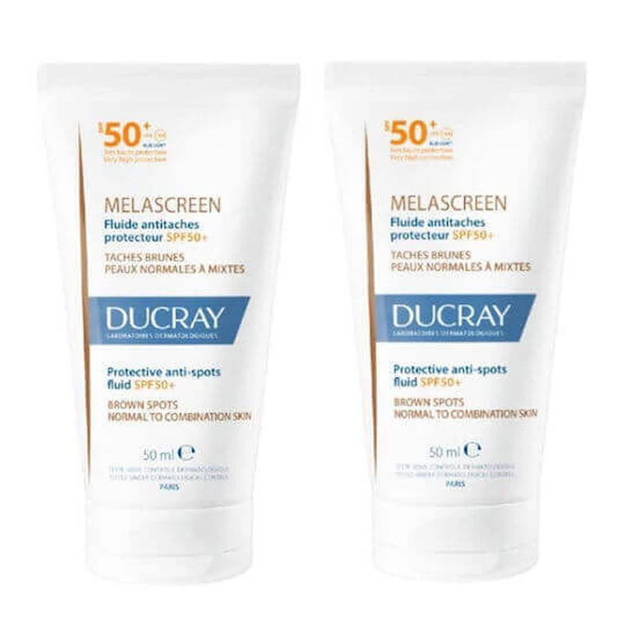 Ducray Melascreen Melascreen Водостойкий солнцезащитный крем для лица SPF50 для нормальной и комбинированной кожи 2х50 мл: цены и характеристики