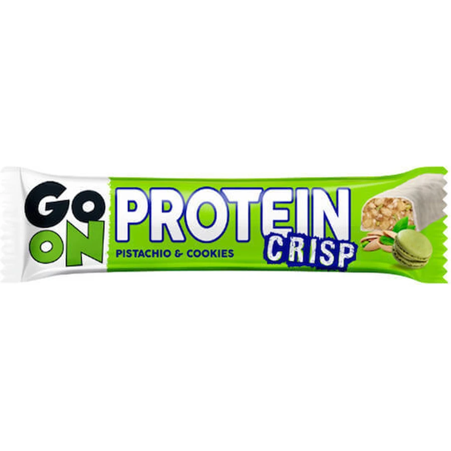 Go On Nutrition Протеїновий хрусткий батончик з 20% білка зі смаком фісташки та печива 50гр: ціни та характеристики