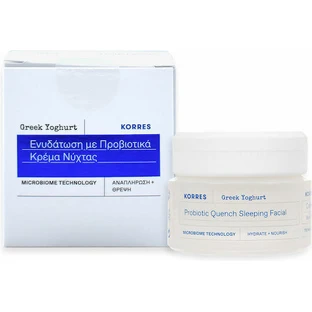 Korres Greek Yogurt Probiotic Probiotic Quench 48h Зволожуючий та відновлюючий нічний крем для обличчя з гіалуроновою кислотою та вітаміном С 40мл