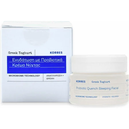 Korres Greek Yogurt Probiotic Probiotic Quench 48h Зволожуючий та відновлюючий нічний крем для обличчя з гіалуроновою кислотою та вітаміном С 40мл: ціни та характеристики