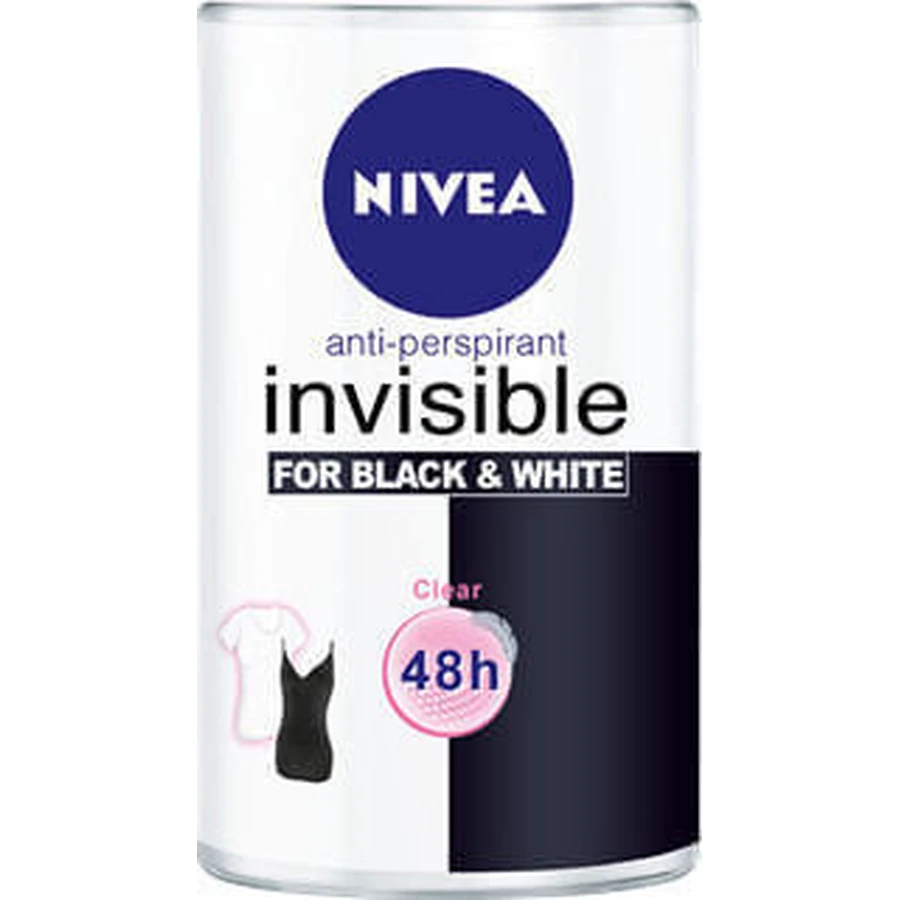 Nivea Invisible For Black & White Прозорий дезодорант-антиперспірант 48 год в рулоні 2х50мл: ціни та характеристики