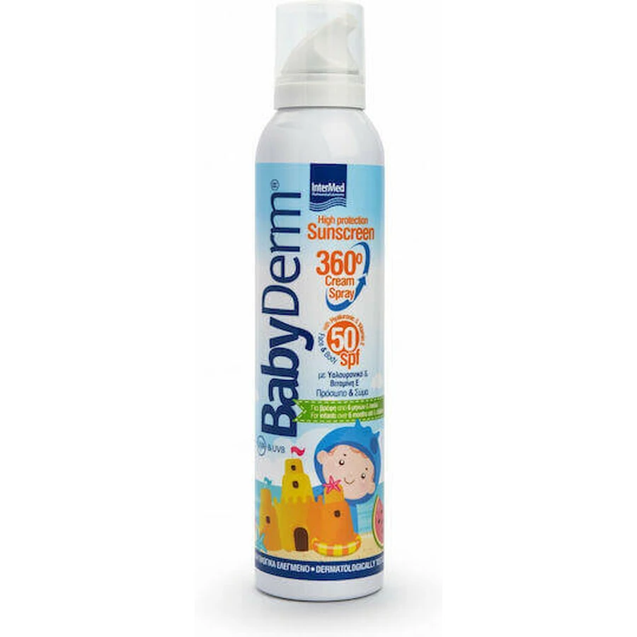 InterMed Babyderm Водостойкий детский солнцезащитный крем-спрей SPF50 200 мл: цены и характеристики