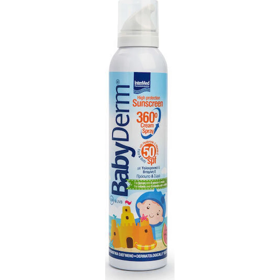 InterMed Babyderm Водостойкий детский солнцезащитный крем-спрей SPF50 200 мл: цены и характеристики