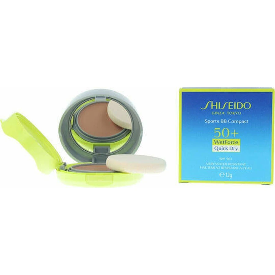 Shiseido Sports BB Compact Водостойкая компактная солнцезащитная пудра для лица SPF50 со средним пигментом 12 г: цены и характеристики