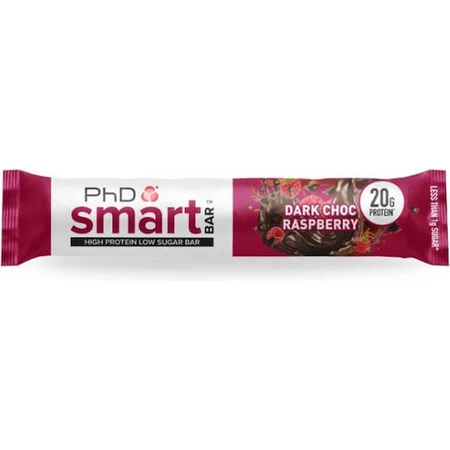 Батончик PhD Smart Bar с 20 г белка и вкусом малины в темном шоколаде 64 г: цены и характеристики