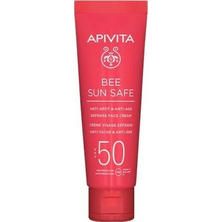Apivita Bee Sun Safe Водостійкий сонцезахисний крем для обличчя проти старіння SPF50 50мл: ціни та характеристики