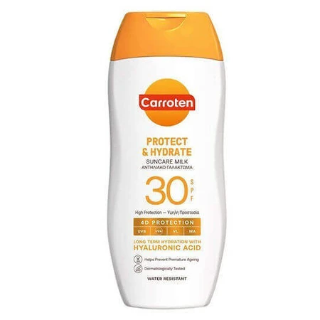 Морквяний водостійкий сонцезахисний крем для тіла SPF30 200 мл Carroten Protect & Hydrate Waterproof Body Sunscreen SPF30: ціни та характеристики