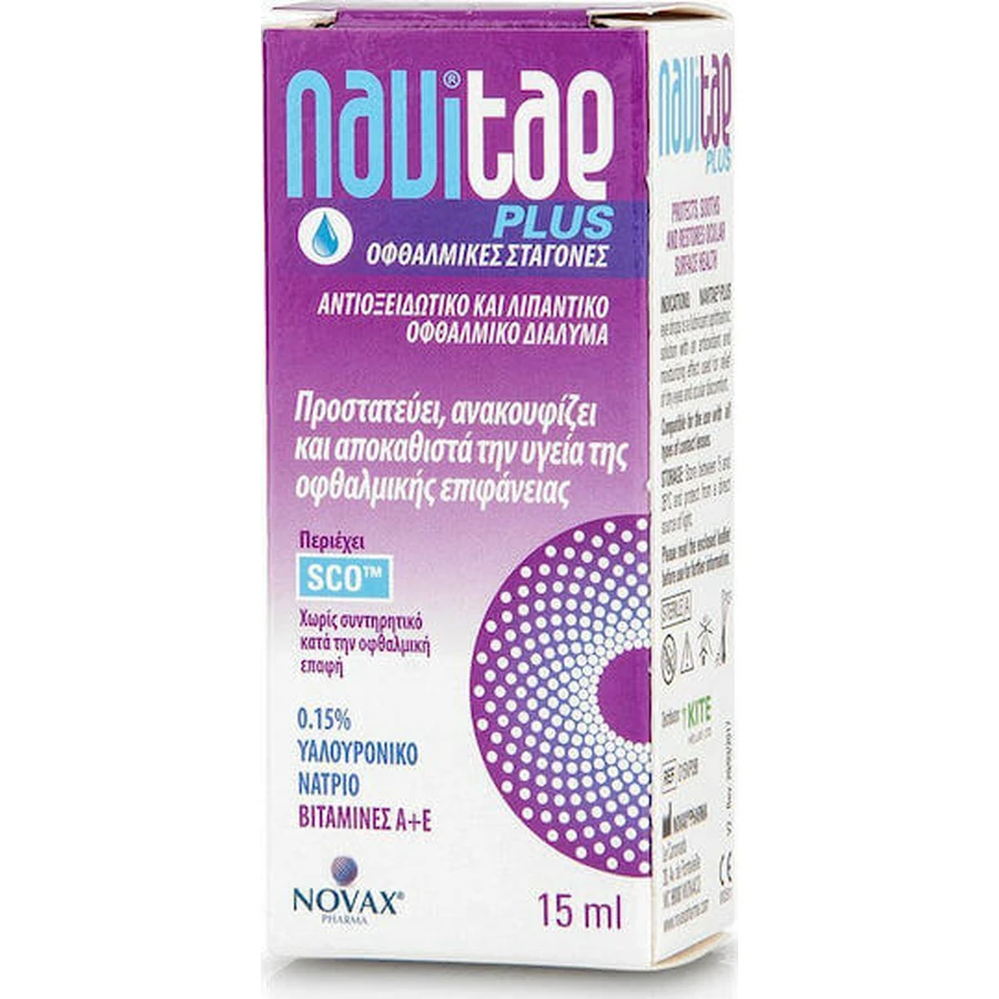 Краплі очні з гіалуроновою кислотою Novax Pharma Navitae Plus від сухості очей 15мл: ціни та характеристики