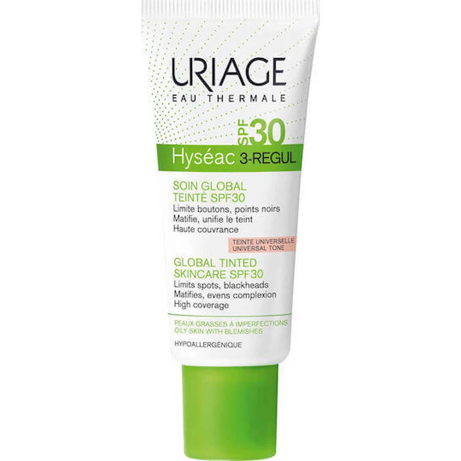 Uriage Hyseac Зволожуючий денний крем для обличчя з SPF30 проти плям і пігментних плям з центеллою азіатською 40 мл: ціни та характеристики