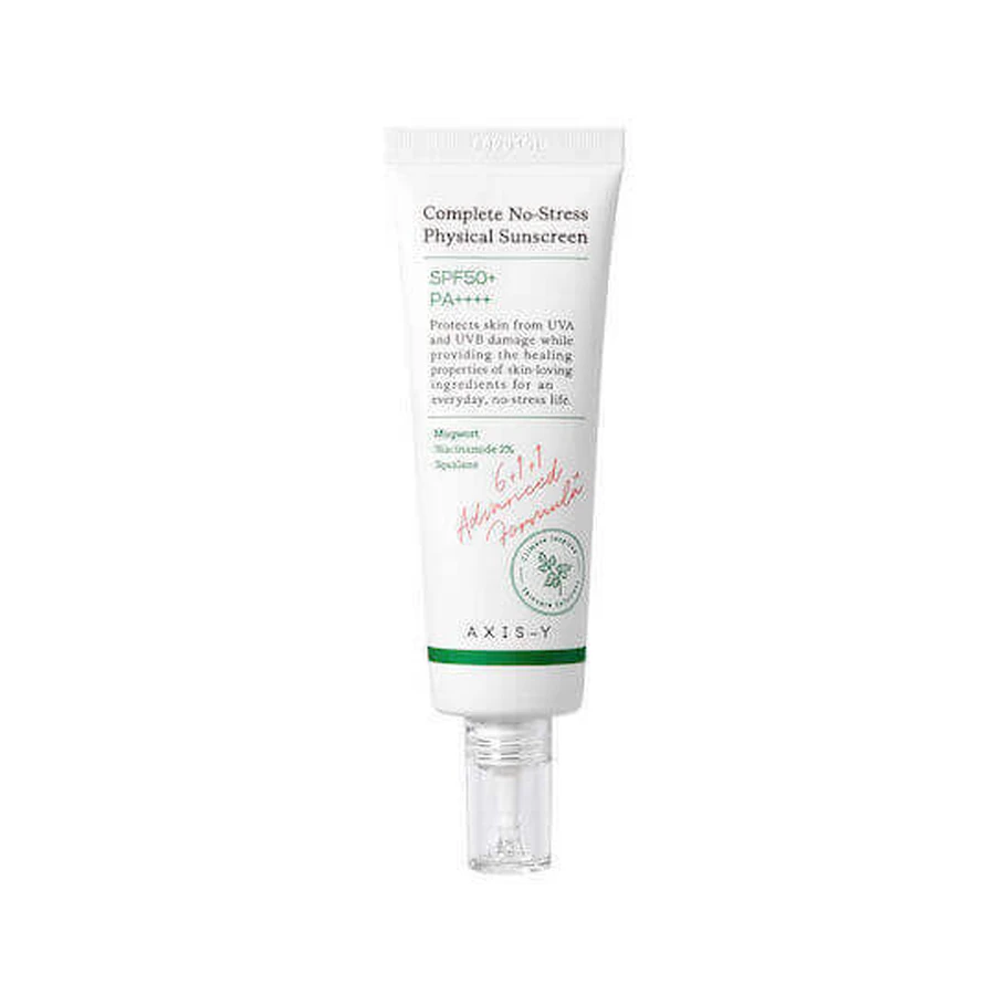 Axis-y Complete No-stress No-stress Физический минеральный солнцезащитный крем для лица SPF50 50 мл: цены и характеристики