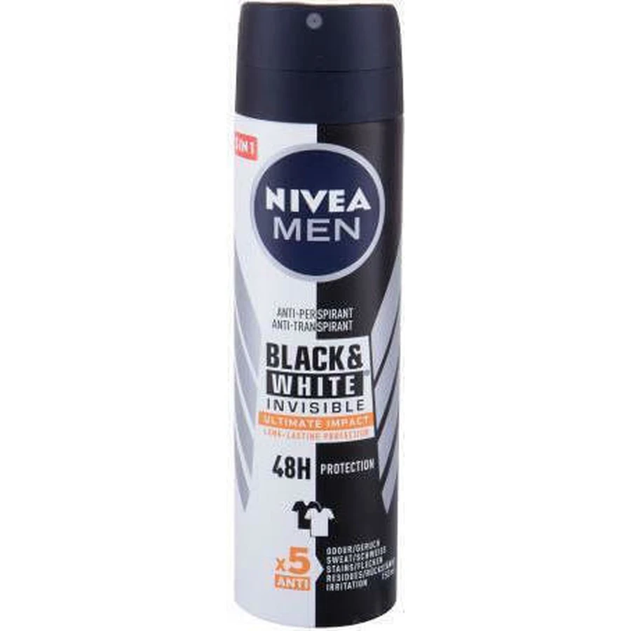 Nivea Men Black & White Invisible Невидимий дезодорант-антиперспірант Ultimate Impact 48h Дезодорант-спрей 150 мл: ціни та характеристики