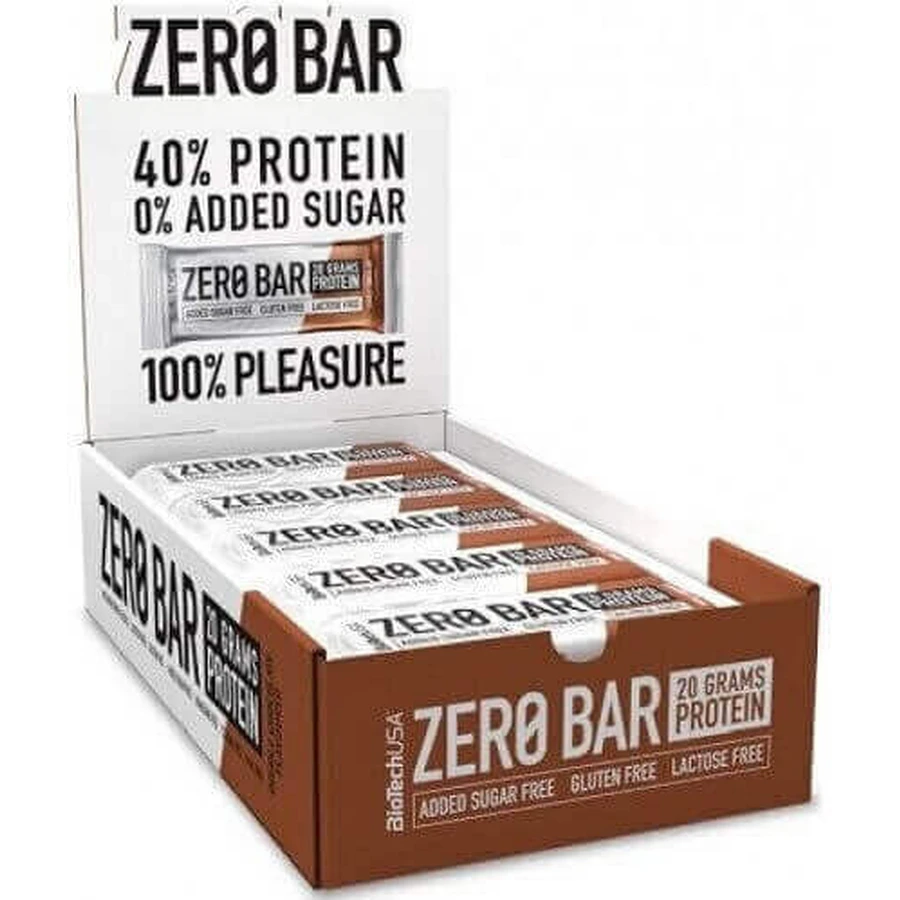 Biotech USA Zero Bar з нативним сироватковим ізолятом батончики з 40% протеїну зі смаком шоколадного фундука 20x50гр: ціни та характеристики
