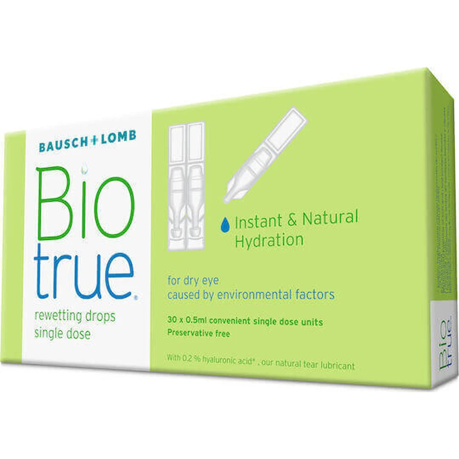 Bausch & Lomb Biotrue Hyaluronic Acid Eye Drops for Dry Eyes 30x0.5ml: цены и характеристики
