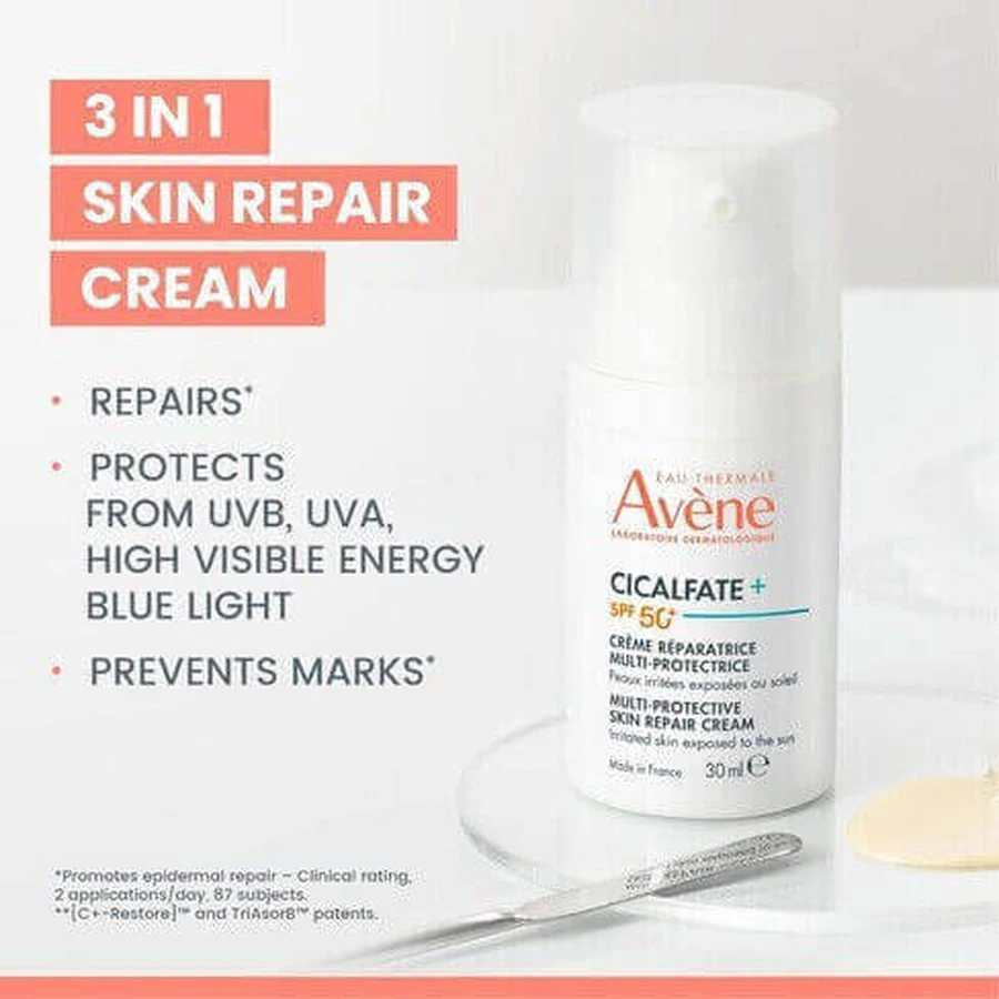 Eau Thermale Avène Cicalfate+ 24h Зволожуючий та відновлюючий денний крем з SPF50 та пантенолом 30мл: ціни та характеристики