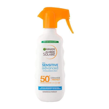 Garnier Ambre Solaire Sensitive Advanced Ceramide Protect Гіпоалергенний сонцезахисний крем для тіла SPF50 спрей 270мл: ціни та характеристики