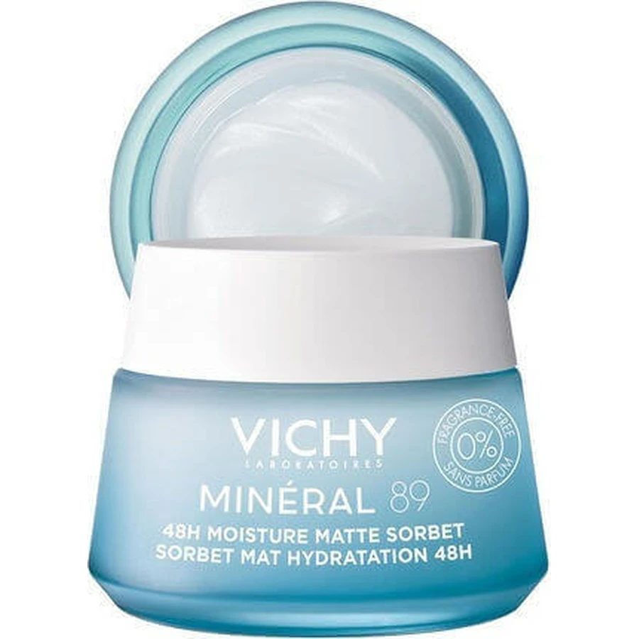 Vichy Minéral 89 Matte Sorbet Light 48h Гель для лица с гиалуроновой кислотой и ниацинамидом, увлажняющий и контролирующий работу сальных желез 50 мл: цены и характеристики