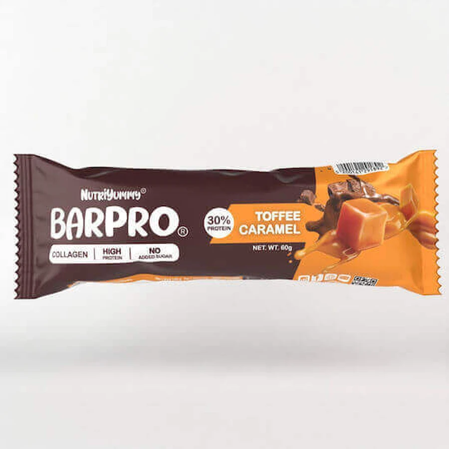 Батончик Nutriyummy Barpro з 30% білка зі смаком іриски та карамелі 60гр: ціни та характеристики