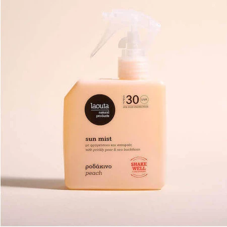 Сонцезахисний крем для тіла Laouta Natural Products Sun Peach Сонцезахисний крем для тіла туман SPF30 200 мл: ціни та характеристики