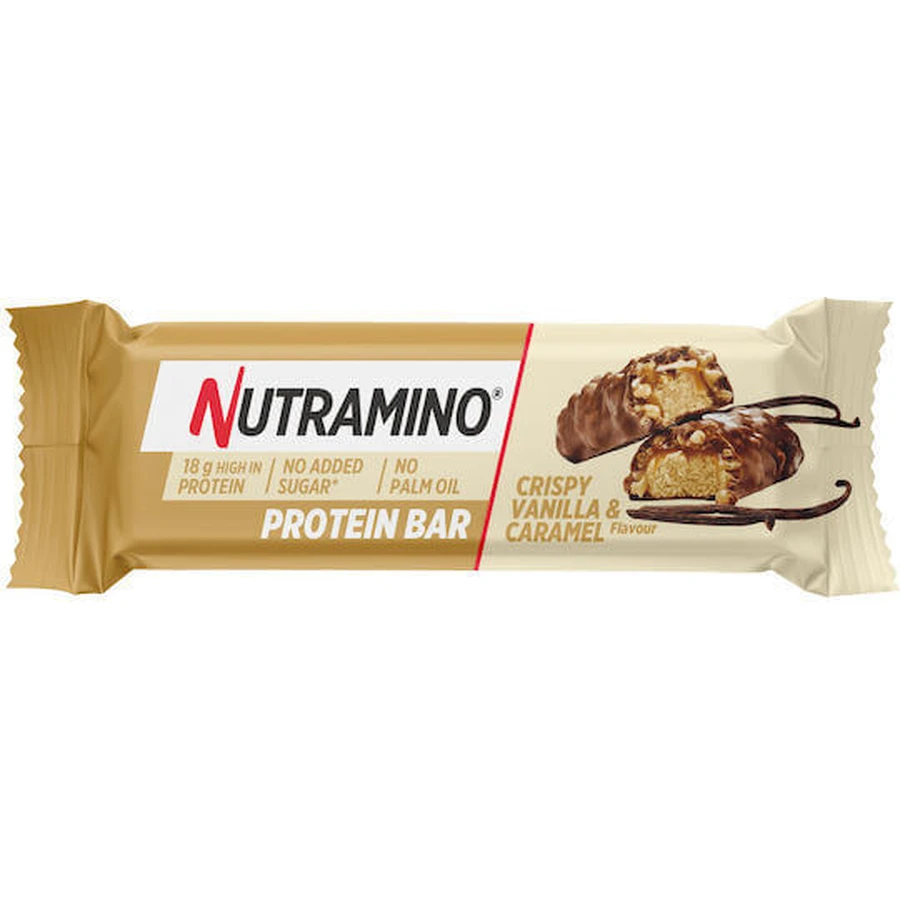 Протеїновий батончик Nutramino Батончик з протеїном 20г та хрустким смаком ванілі та карамелі 55г: ціни та характеристики