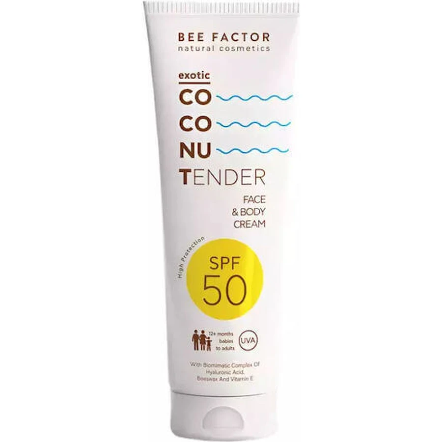 Bee Factor Экзотический кокос Нежный солнцезащитный крем для лица и тела SPF50: цены и характеристики