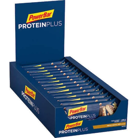 Батончики PowerBar Protein Plus з 30% протеїну та ванільним хрустким карамельним смаком 15x55гр: ціни та характеристики