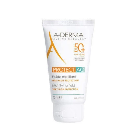 A-Derma Матуючий флюїд Protect AC Сонцезахисний крем для обличчя SPF50 40 мл: ціни та характеристики