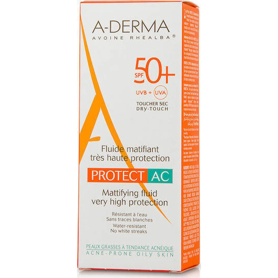 A-Derma Матуючий флюїд Protect AC Сонцезахисний крем для обличчя SPF50 40 мл: ціни та характеристики