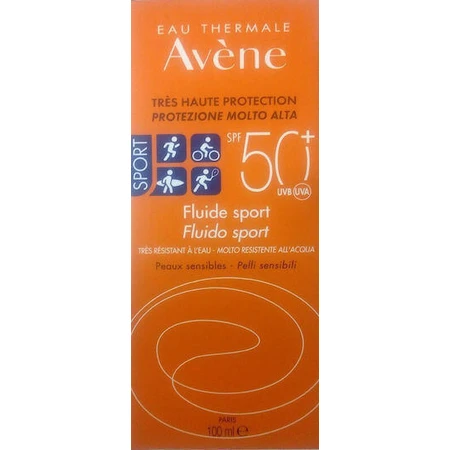 Eau Thermale Avène Fluid Sport Водостійкий сонцезахисний крем для обличчя та тіла SPF50 100 мл: ціни та характеристики