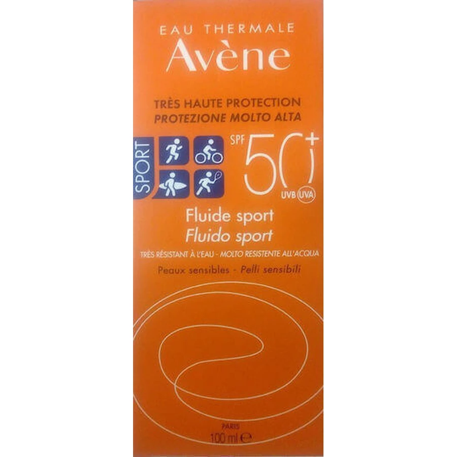 Eau Thermale Avène Fluid Sport Водостійкий сонцезахисний крем для обличчя та тіла SPF50 100 мл: ціни та характеристики